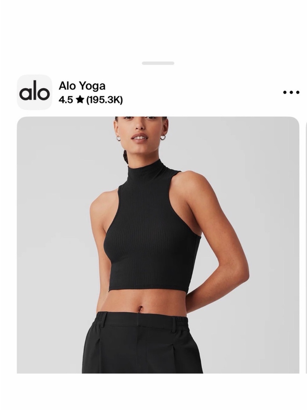 Alo Women High Neck Black Ribbed Tank Top